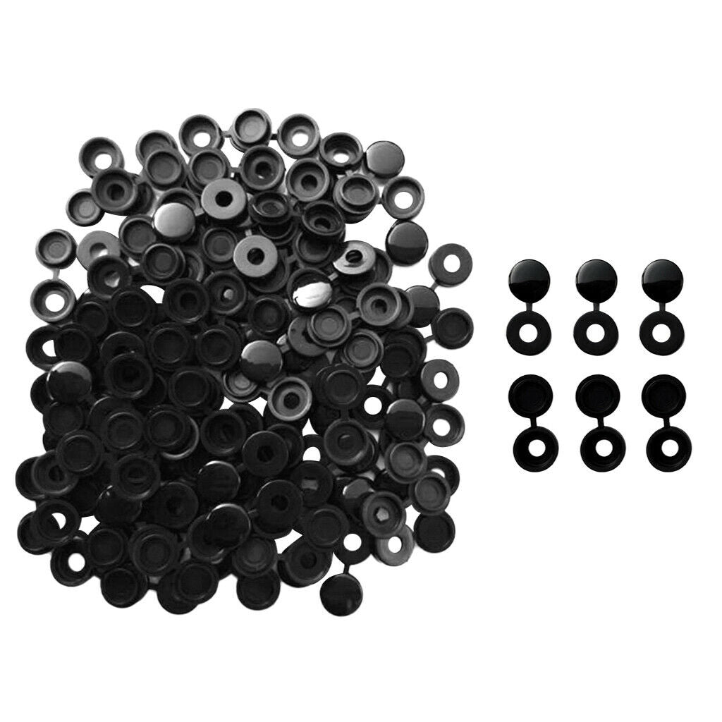 100 Pieces Small Hinged Screw Cover   for Car Home Furniture Decor Black