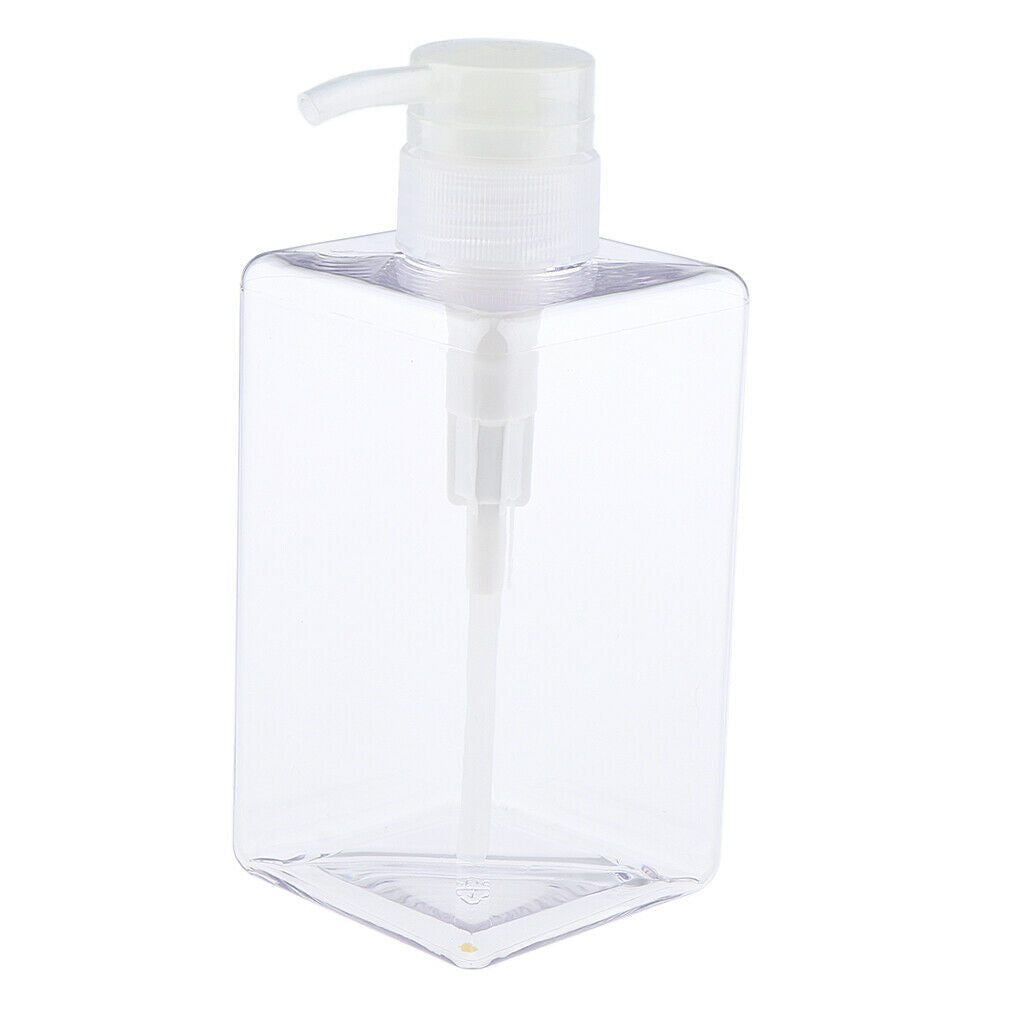 Empty Shampoo Conditioner Pump Bottle Refillable Container 450ml Clear 2pcs