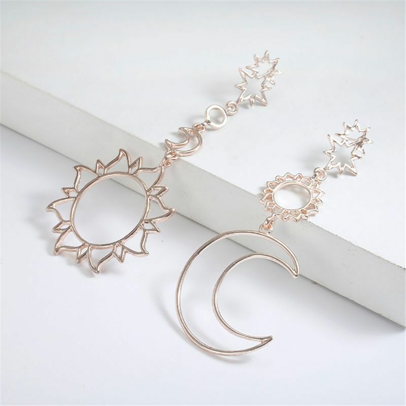 Hollow Star and Moon Drop Dangle Earring Birthday Gift Statement Fashion Jewelry