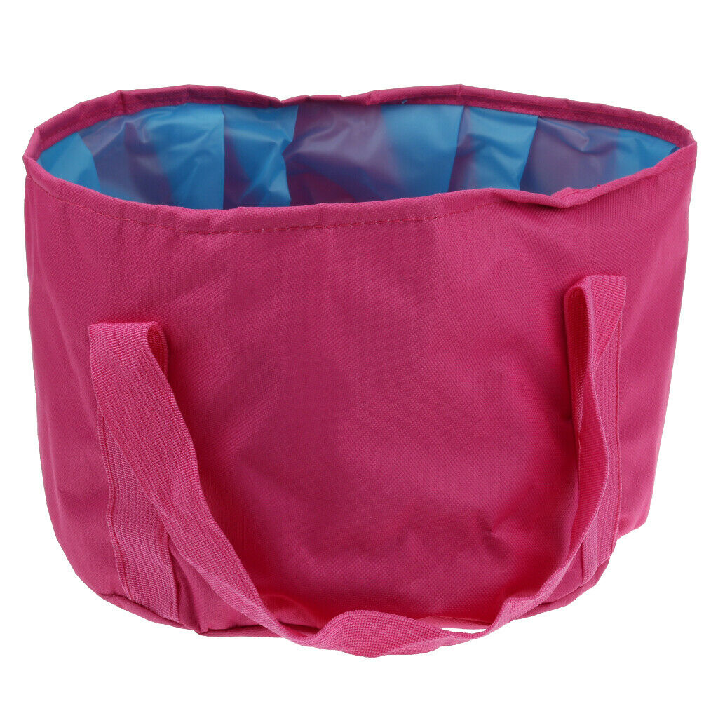 12L Foldable Outdoor Camping Wash Basin Bucket Pot Sink Travel Bag Rose Red