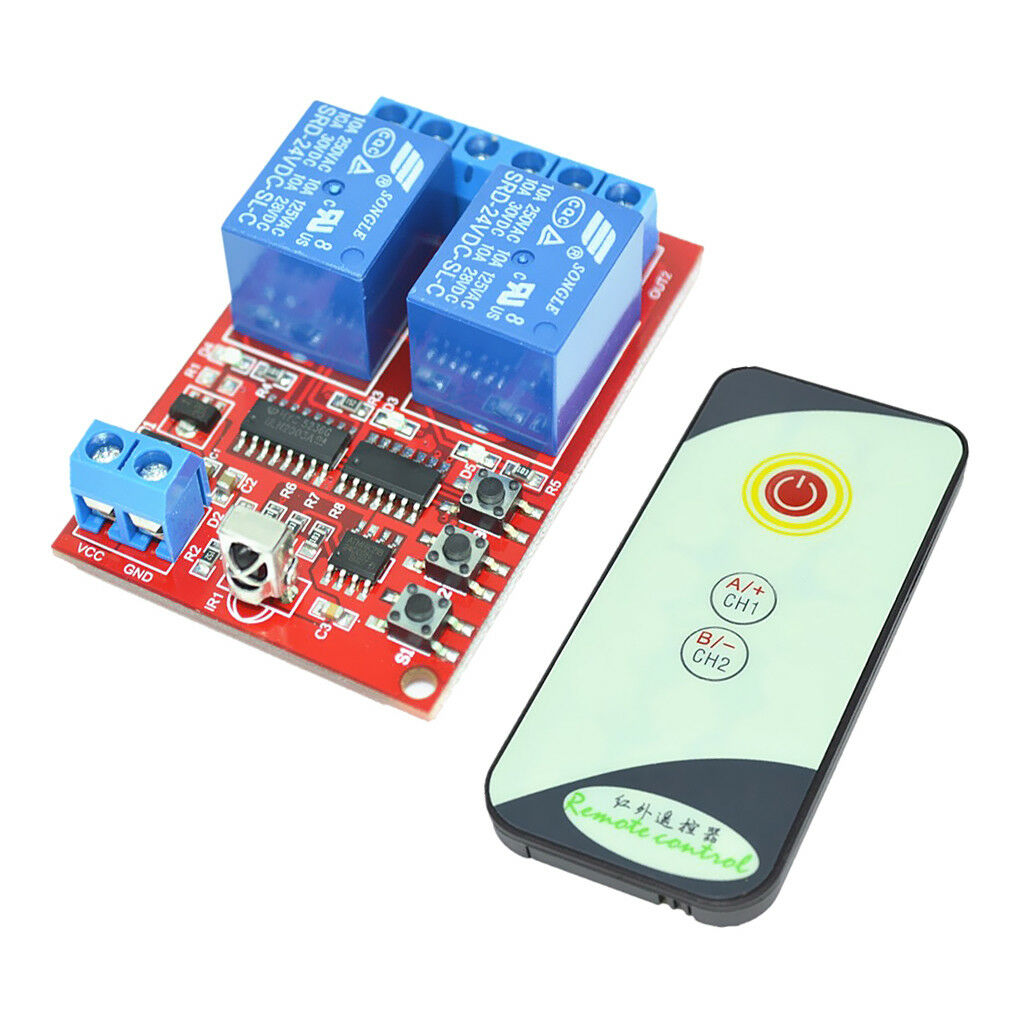2 Channel Infrared Receiver IR Relay Driver Board Module Remote Control 24V