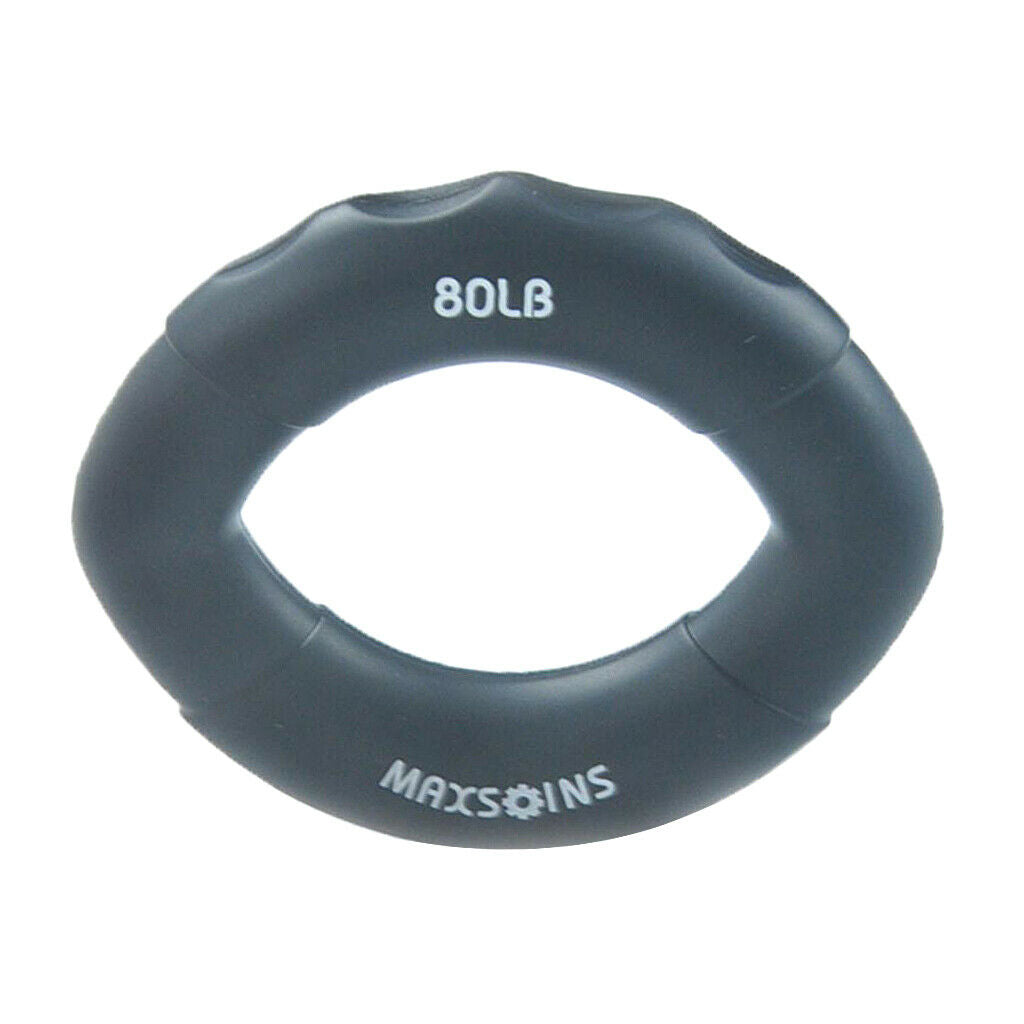 Silicone Hand Grip Gripper Ring Finger Exerciser Strength Trainer Black 80LB