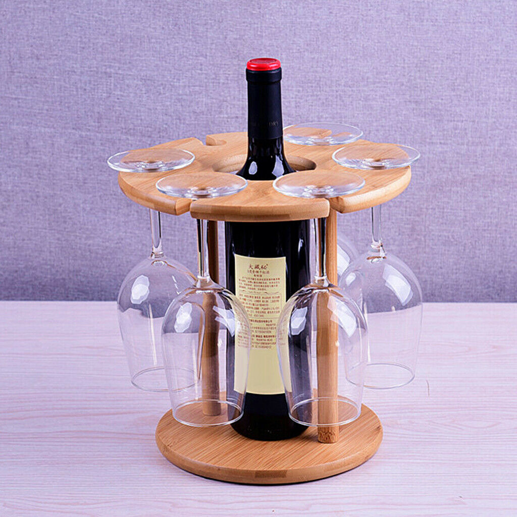Bamboo Wine Cup Holder Stand Stemware Goblet Wine Glass Storage Drying Rack