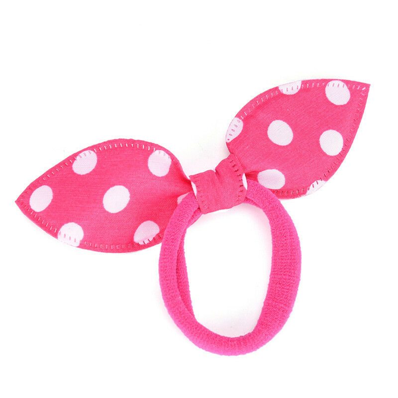 20X Girl Rabbit Bunny Ears Dotted Hair Ties Scrunchie Ponytail Holder Hair.l8
