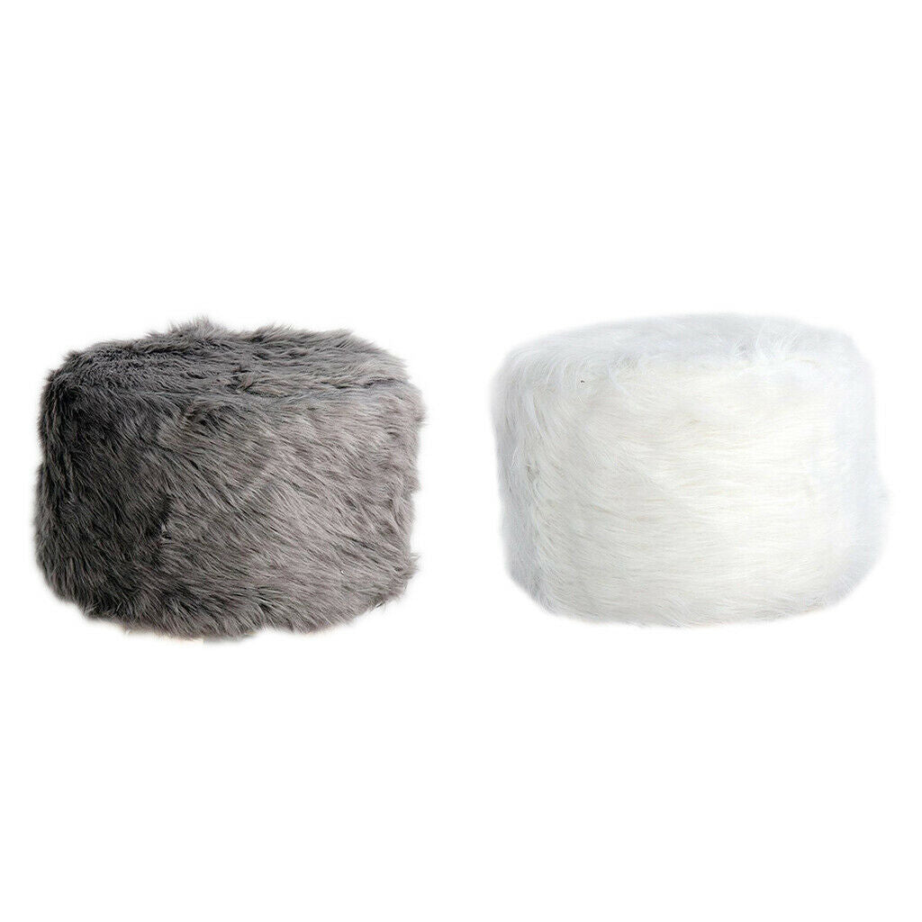 2pcs 40cm Diameter Soft Furry Round Footstool Cover Kids Little Stool Chair