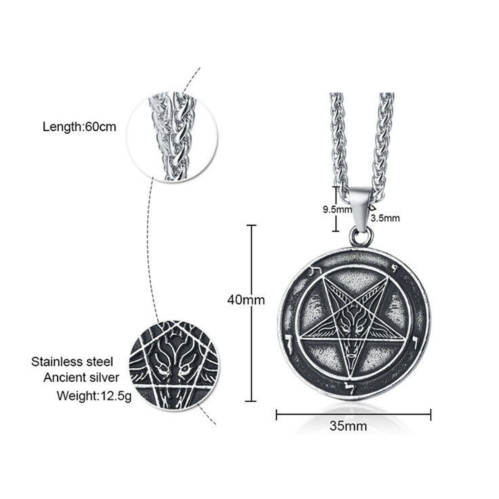 Sigil of Lucifer Coin Pendant Necklace Pagan Occult Satanic Inverted Cross Gift