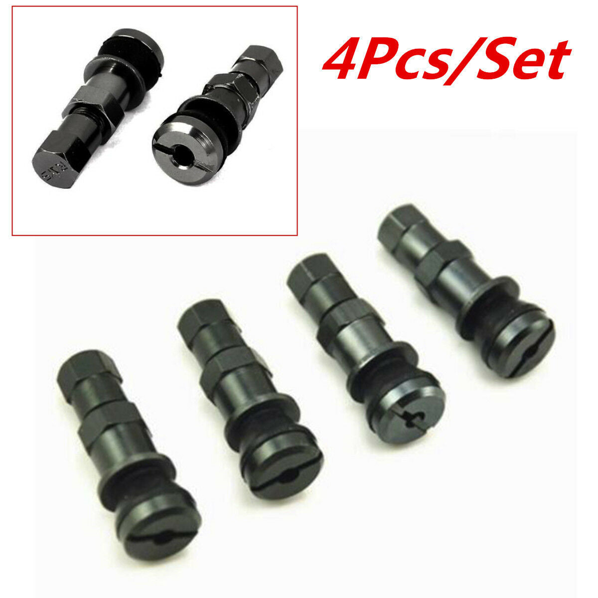 4x Aluminum Bolt-in Car Motorcycle Tubeless Wheel Tire Valve Stem With Dust Cap