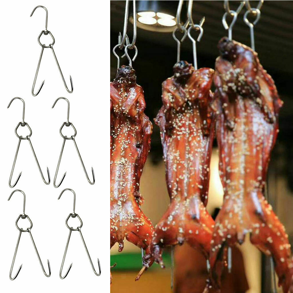 5 Packs Stainless Steel Meat Hooks Butcher Drying BBQ Hanger Hook Tool