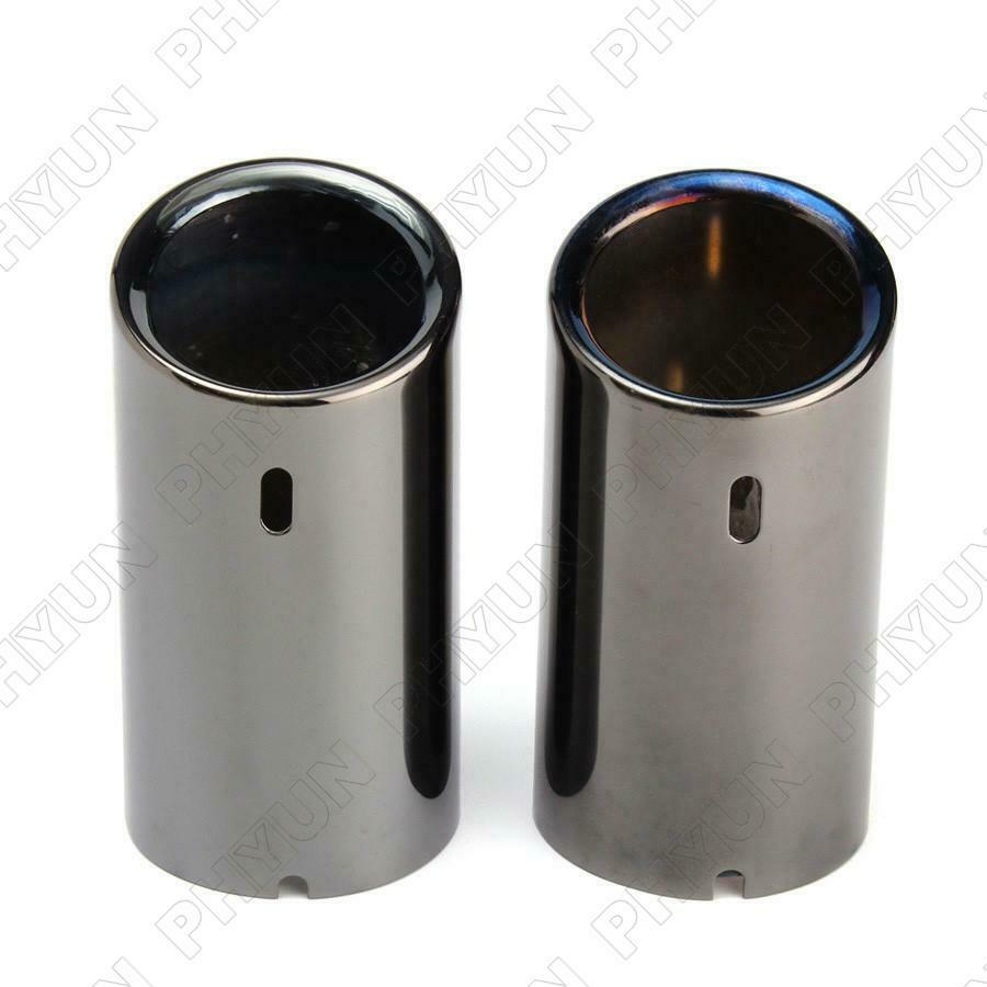 Pair Titanium Black Car Exhaust Pipe Tail Tips For BMW E90 E92 325 328i 3 Series