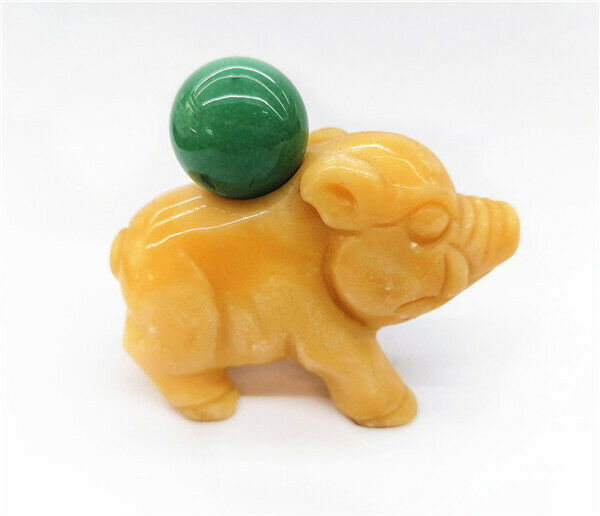 66x48x25mm Yellow Jade Carved Lucky Pig Decor Statue Stone Decoration HH7547