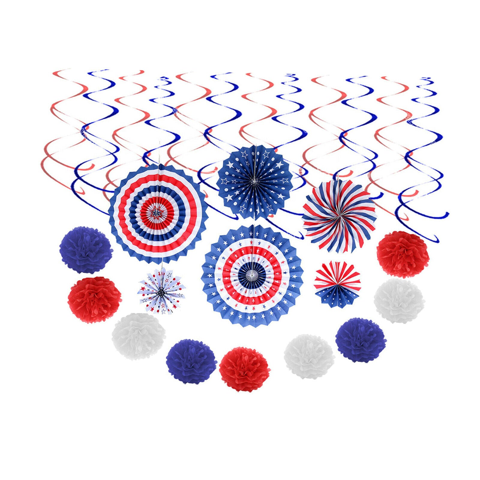 Fourth Of July Patriotic Decorations Hanging Swirl Independence Day Ornaments