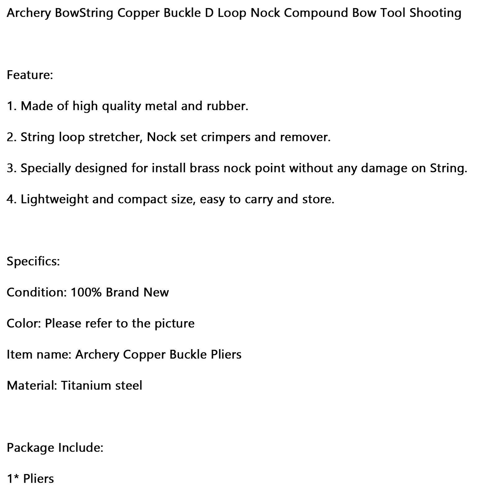 Archery BowString Copper Buckle D Loop Nock Compound Bow Tool Shooting
