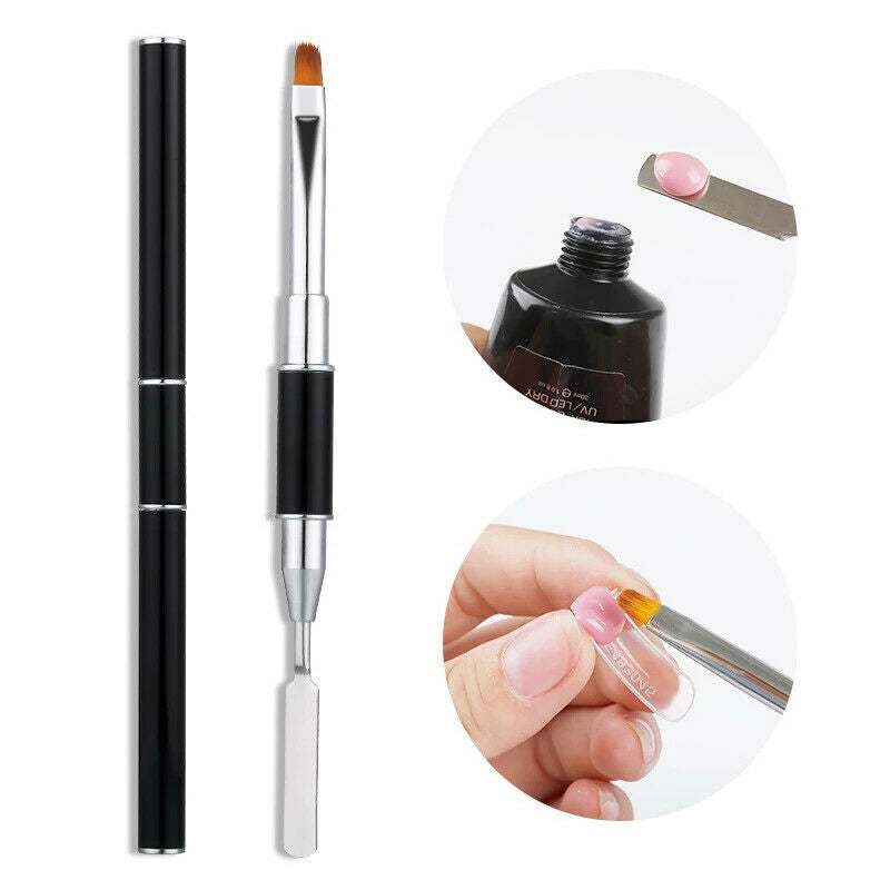 2-In-1 Double-Ended Dual-Use Nail Tool Nail Pen Poly Nail Gel Brush And Picker