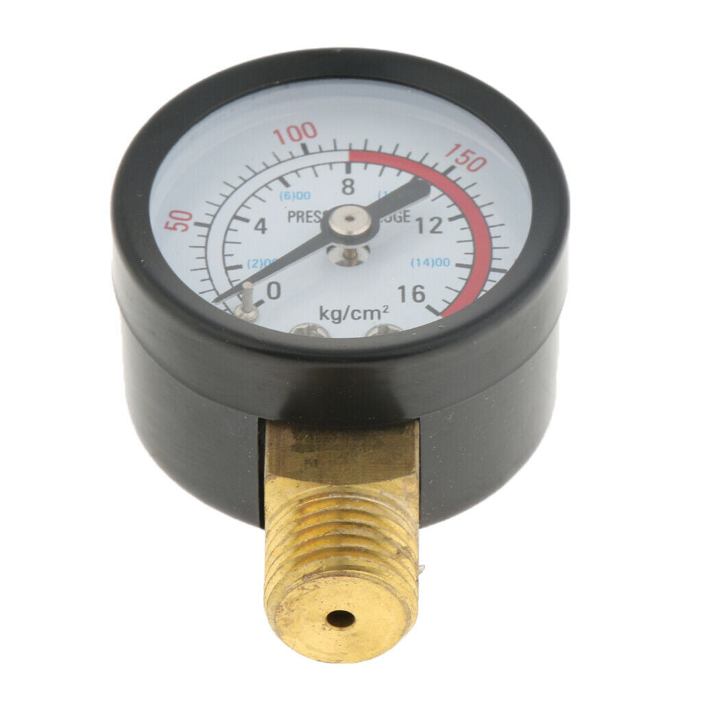 Water Pressure Gauge 0-220psi Male NPT Brass Thread M14x1.5mm