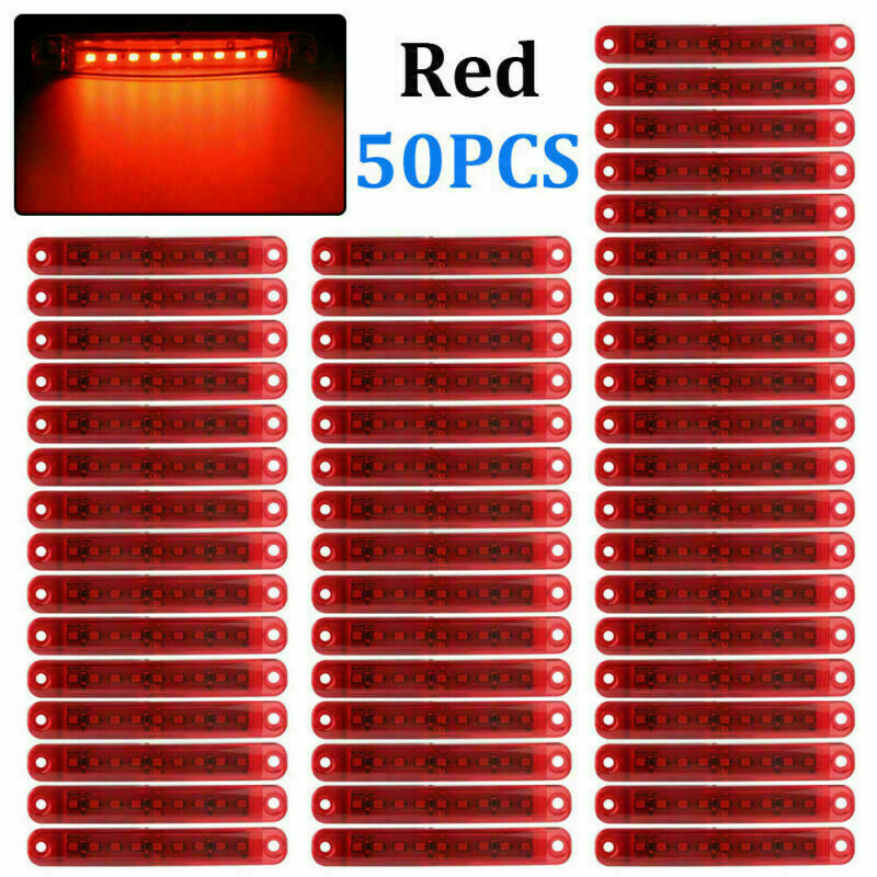 50x Red LED Side Marker Lamp Clearance Trailer Light Indicators Truck Van 12/24V