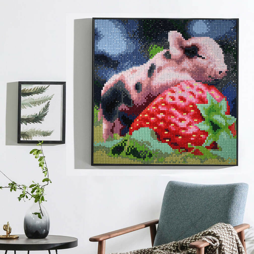 Full Square Drill 5D DIY Diamond Painting Embroidery Kits Strawberry Pig