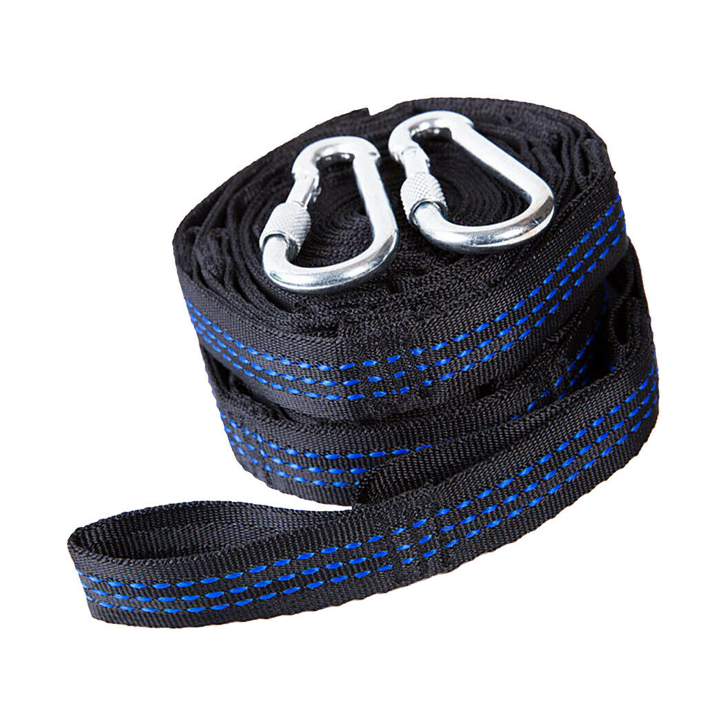 Hammock Hanging Belt Strap Tree Outdoor Straps Strong w/ Hool Camping Blue
