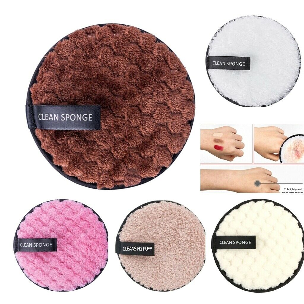 4 Pieces Microfiber Cloth Cotton Pads Sponge Makeup Remover Puff Towel Wipe