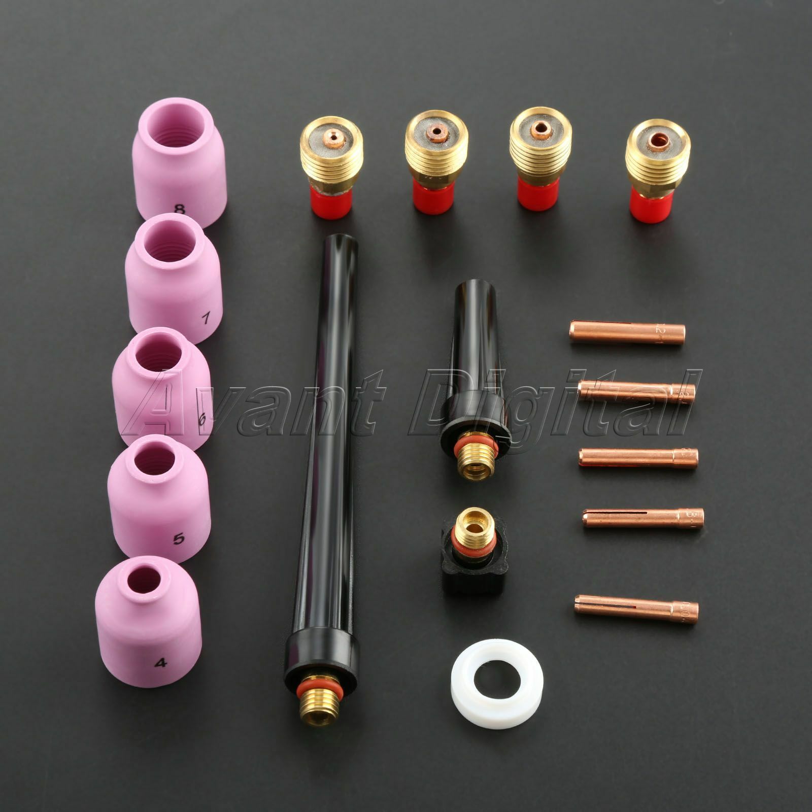 18PCS TIG Gas Lens Collet Body TIG Back Cap Welding Torch SR WP9 20 25 Supplies