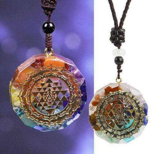 7 Chakra Energy Necklace Orgonite Pendant Sri Yantra Pendant Necklace Sacred