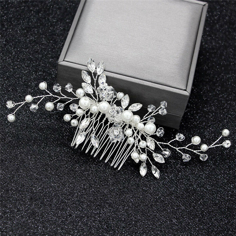 Crystal Pearls Women Hair Jewelry Wedding Hair Comb Bridal Headpiece.l8