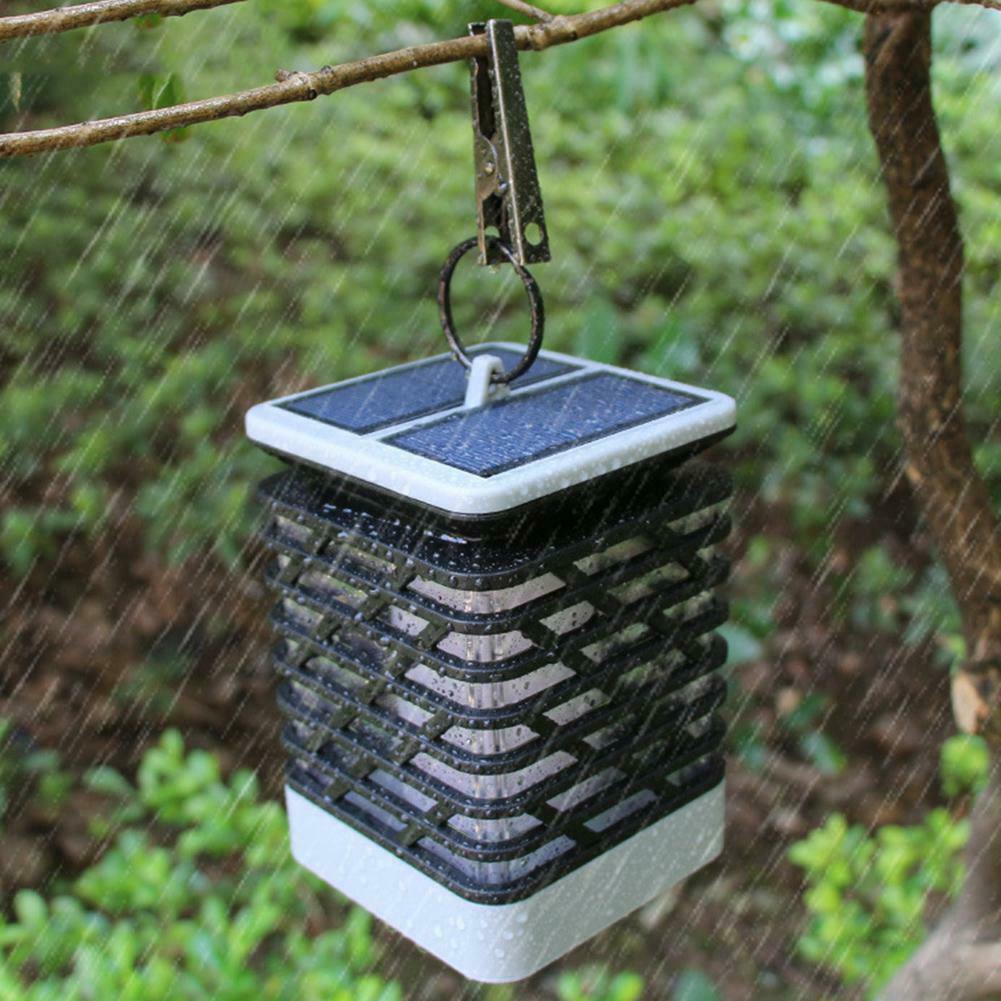 Waterproof LED Solar Lamp Flickering Smokeless Flameless Candle Flame Lamp A#S