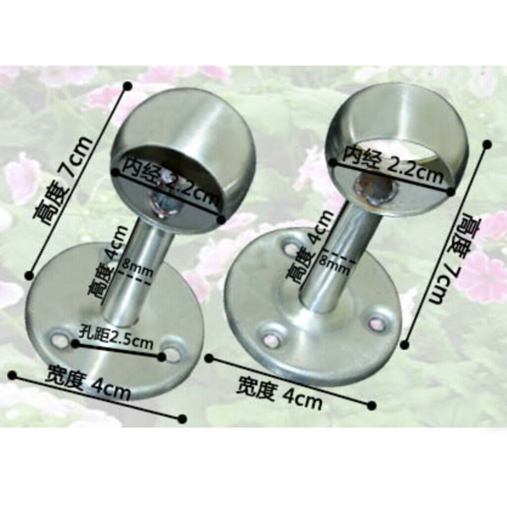 4pcs Stainless Steel Wardrobe Pipe Lever Support Closet Rod Bracket Flange B