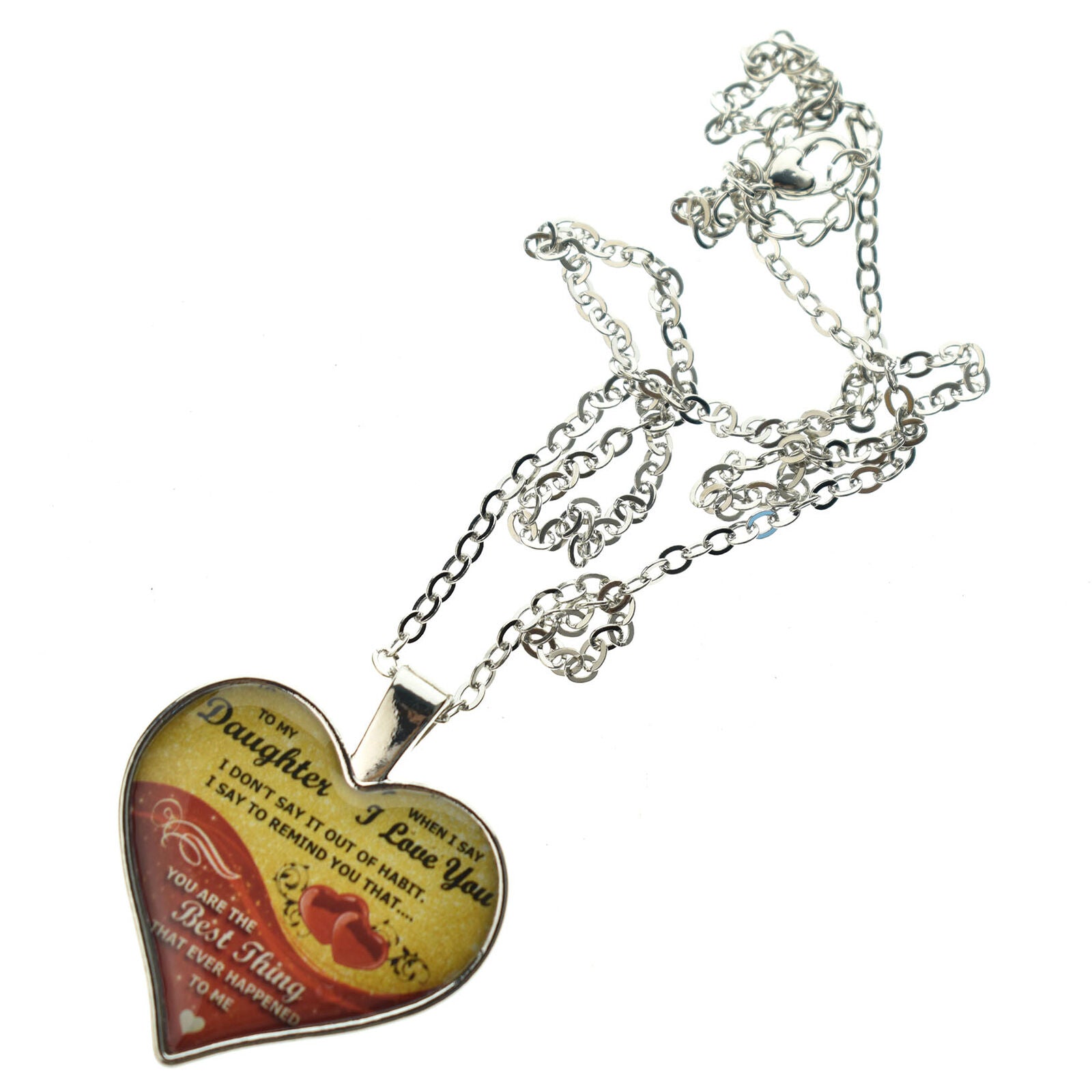 To My Daughter Heart Necklace I Love You From Mom Dad Best Thing Pendant Gift