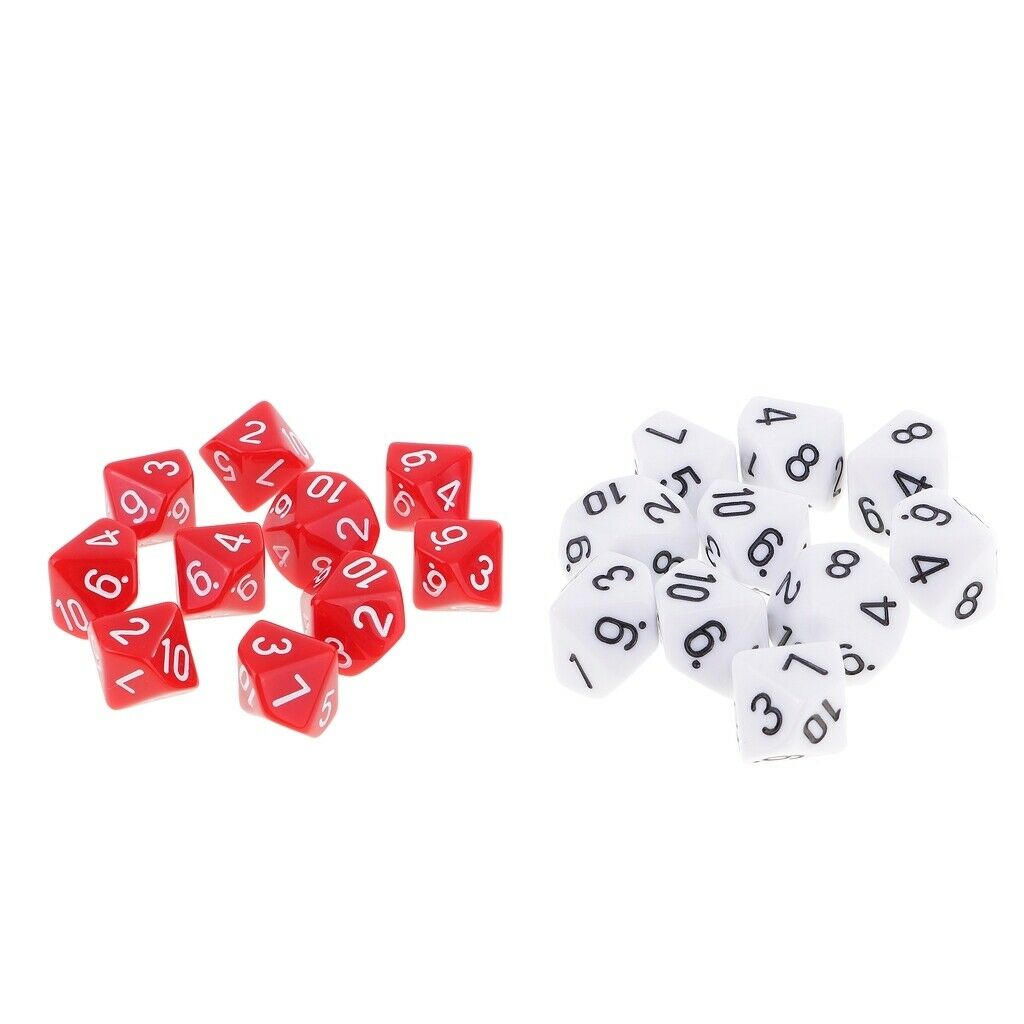 20X Polyhedral D10 Dice Pack for  Party Board Game Accs
