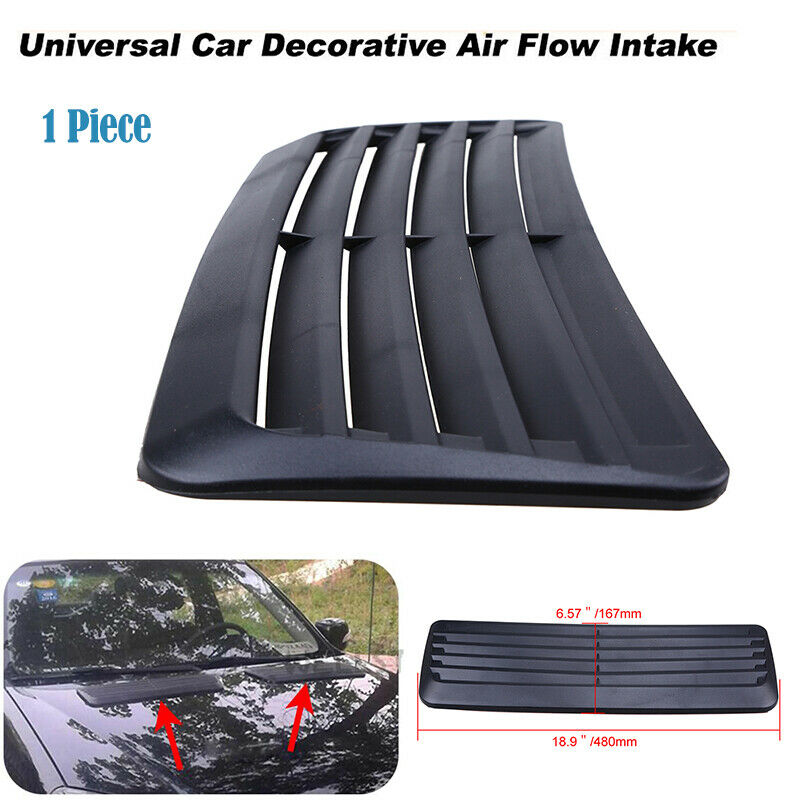 1pc Auto Car Decoration Air Vent Flow Intake Hood Bonnet ABS Black Universal Fit