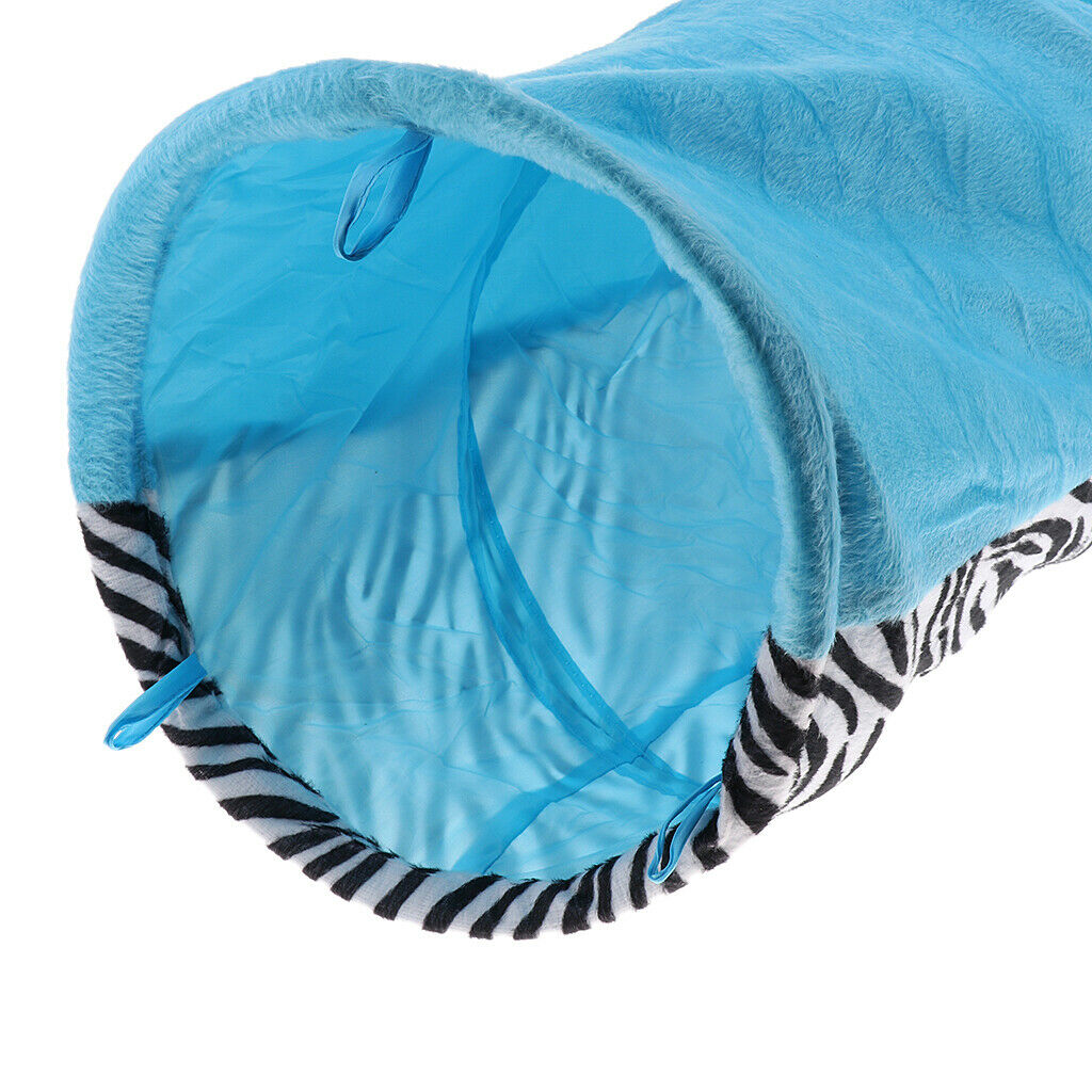 Funny Pet Cat Tunnel 2 Holes Play Tubes Collapsible Rabbit Kitten Toys Blue