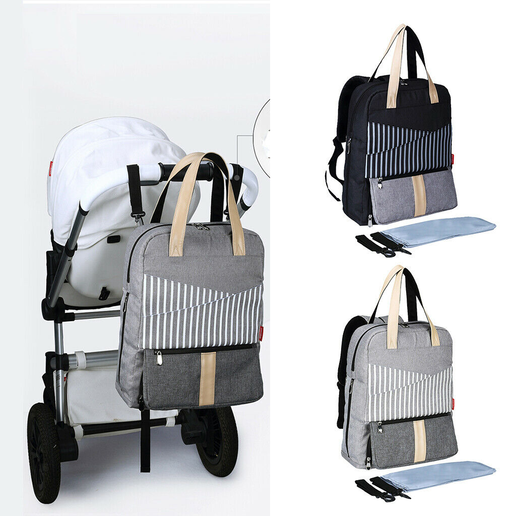 Waterproof Mummy Nappy Diaper Bag Baby Travel Changing Nursing Backpack Gray