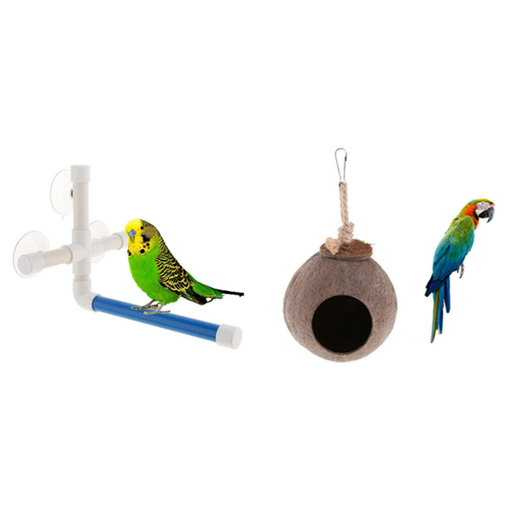 Parakeets Bird Bath Standing Platform,Suction Cup Window Basking,Bird Play Stand