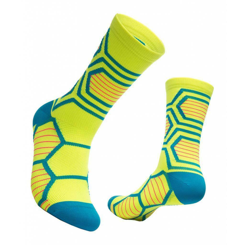 Premium Mid-Calf Socks Compression Socks Blue+Yellow for Running Cycling