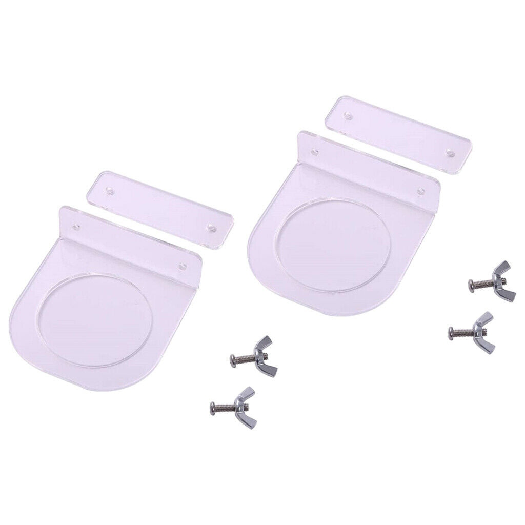 2x Bird Acrylic Feeding Cup Cage Clamp Puppy Cat Coop Feeder Hanging Brackets