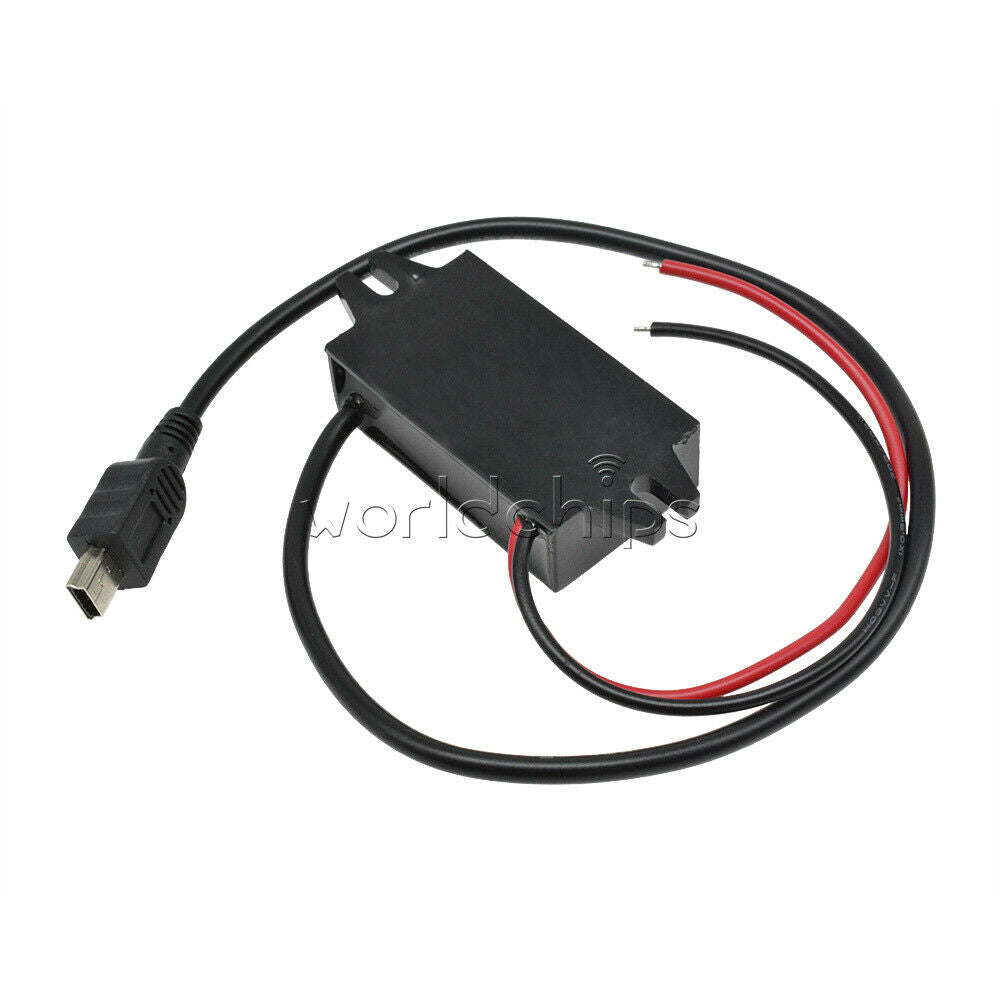 DC-DC 12V to 5V 3A 15W Voltage Regulator Mini USB 5 Pin Cable for Car Charger