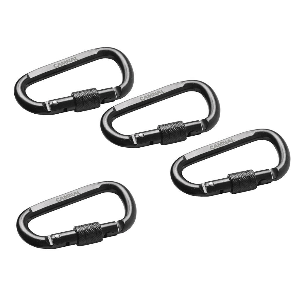 4pcs 30KN Screw Locking Climbing Carabiner for Safety Exploring Rappelling