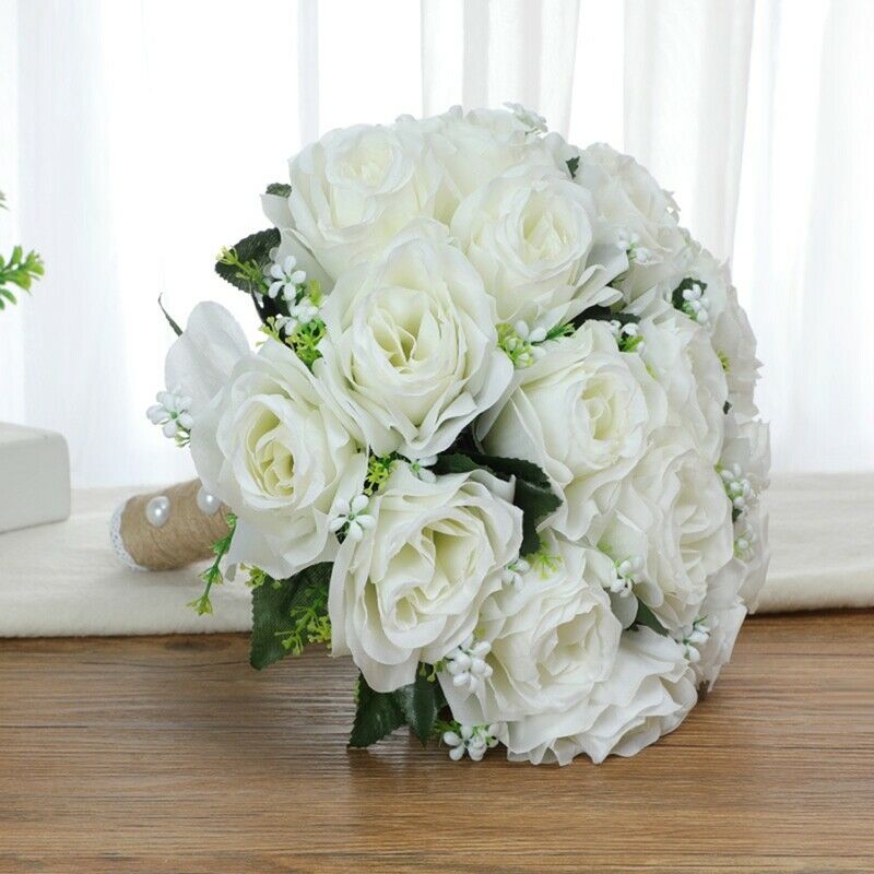 Artificial Flower Bouquet, Wedding Bride Holding Bouquet, Bridesmaid Toss BoM8Z2