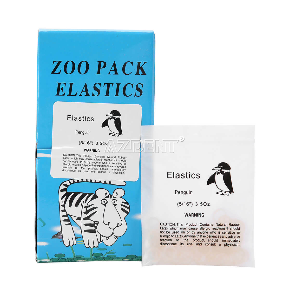 Dental Orthodontic Zoo Pack Elastics latex 3.5 OZ 5/16" penguin Bands 5000pcs