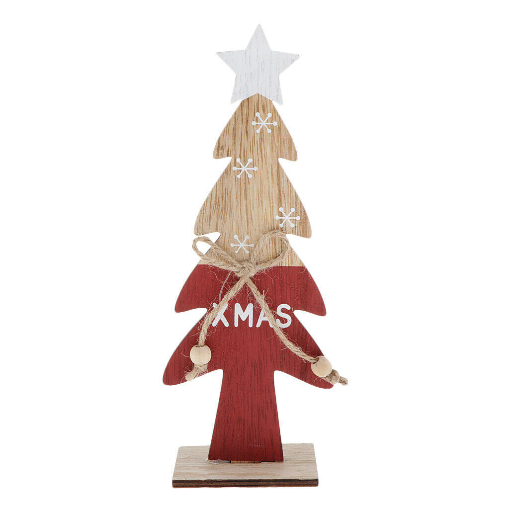 Red Wooden Christmas Tree Desktop Ornaments Table Decors Party Ornaments