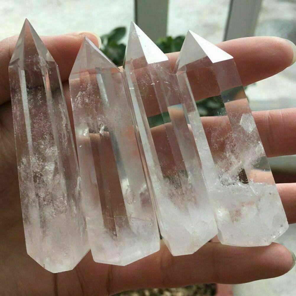 100% Clear Quartz Crystal Point (60-70mm) Natural Wand Specimen, Reiki Healing