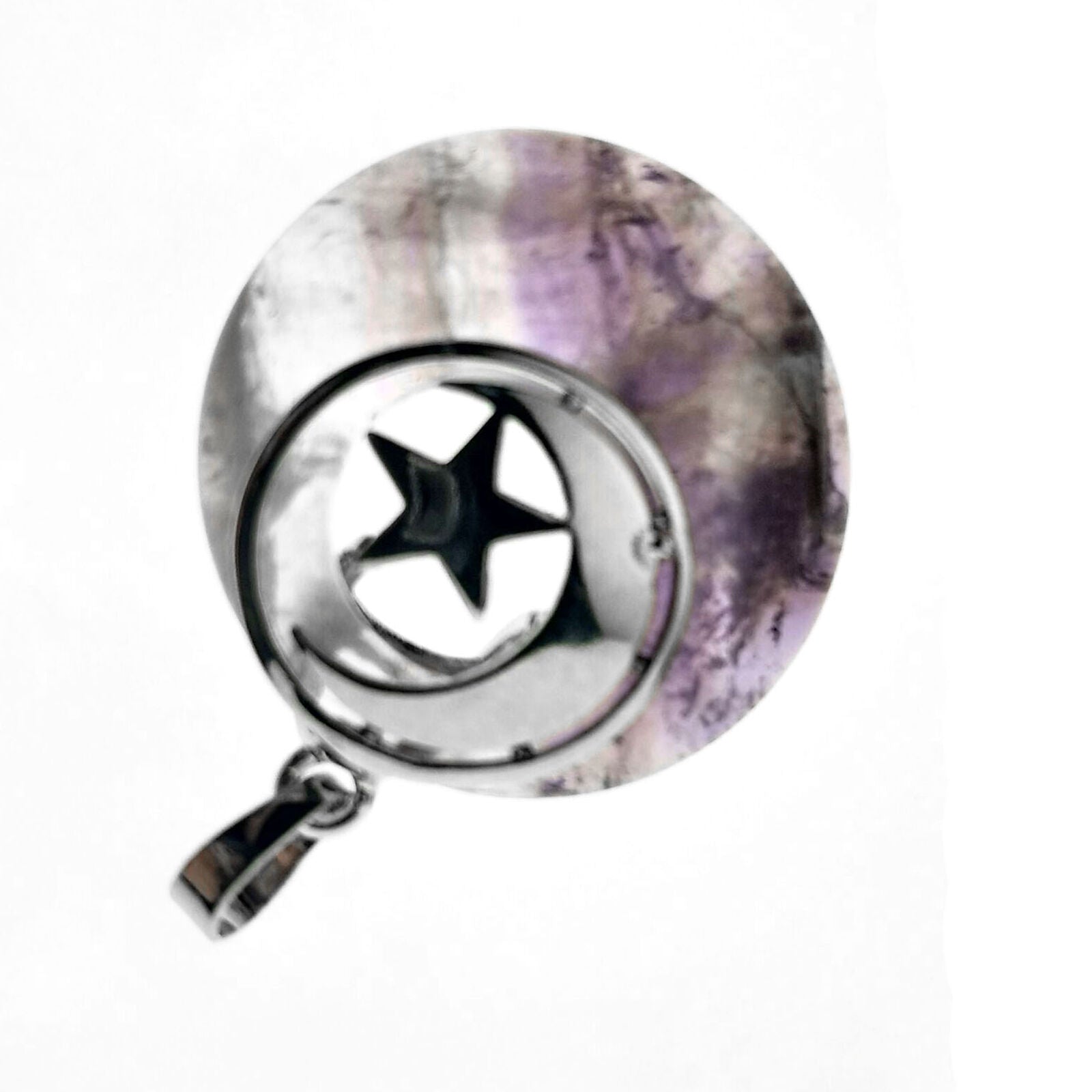 Amethyst stone Moon Star Pendant Chakra Reiki Healing Amulet Energy