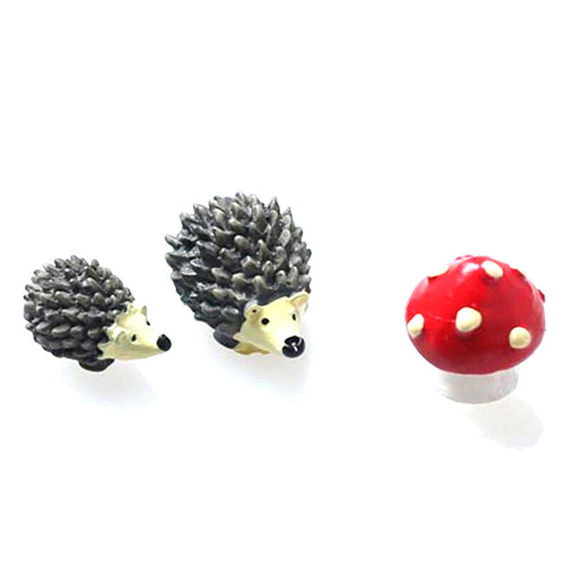 3pc Moss micro landscape ornaments hedgehog mushroom small ornament