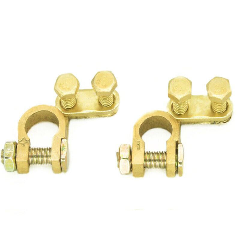 Pair M8 Pure Brass Battery Top Post Cable Terminal Wire Clamp Isolators Car Boat