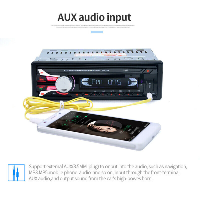Single Din Car Stereo Bluetooth Mp3 Player Hands-free Call Audio Radio Receiver