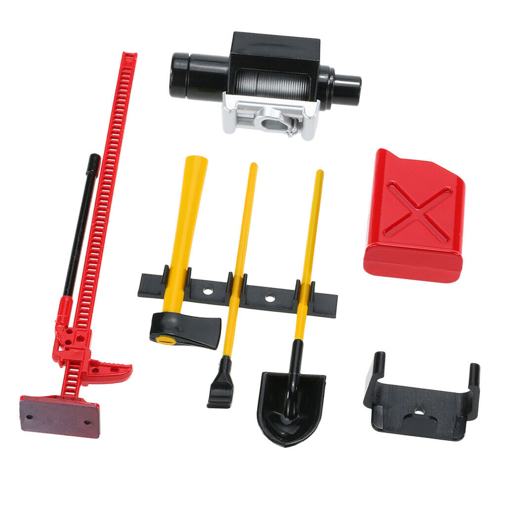 1/10 RC Crawler Car Roof Rack Cool Decor Accessories Tools Set red+yellow