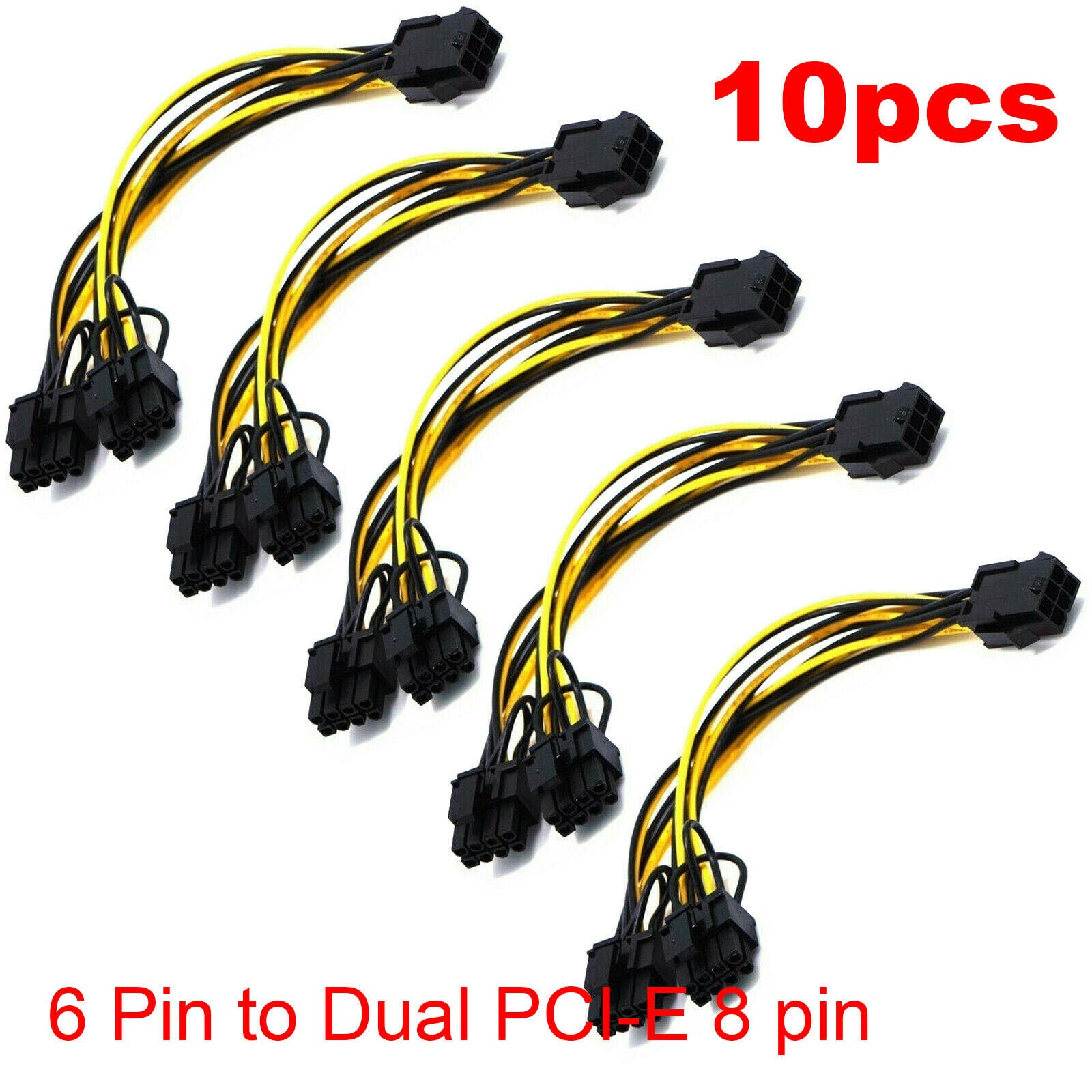 10xPCI-E 8-pin to 2x 6+2-pin (6-pin/8-pin) Power Splitter Cable PCIE PCI Express