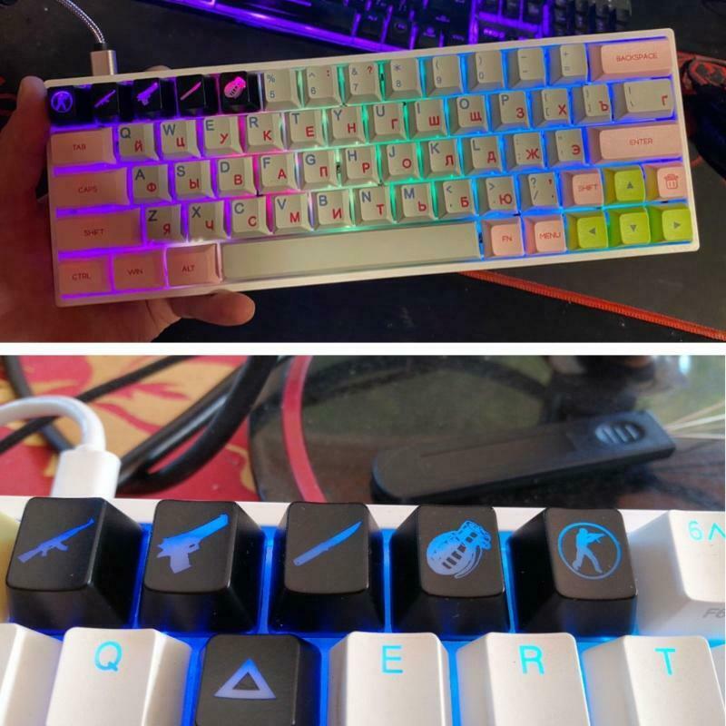 5Pcs OEM R4 Profile ABS Backlit Keycap Gaming Keycaps Key Button CS GO Keycap