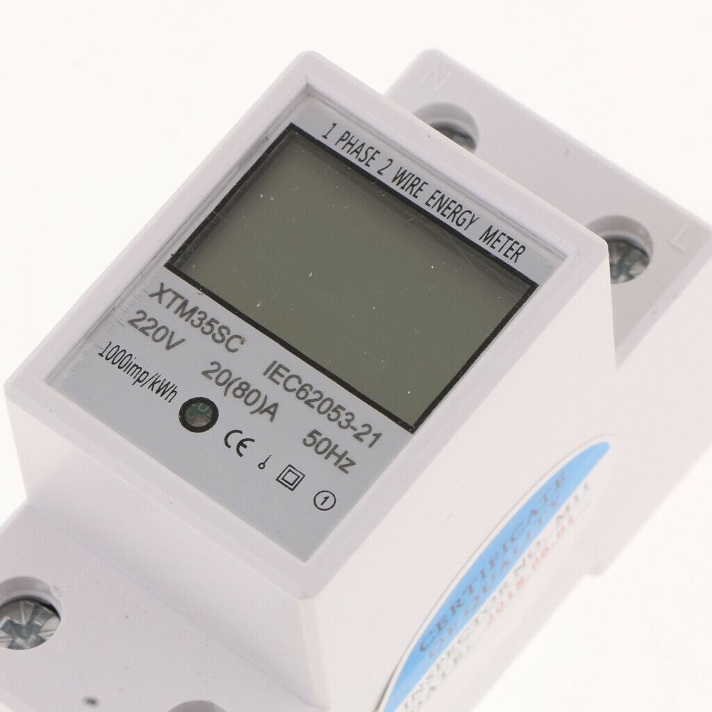 XTM35SC 220V Single Phase Din Rail KWH Watt Hour Din-rail Energy Meter LCD