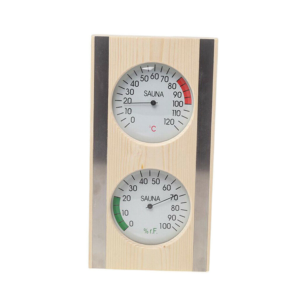 Wood Grain Sauna Thermometer Hygrometer Digital 2 In 1 Vertical Sauna Room